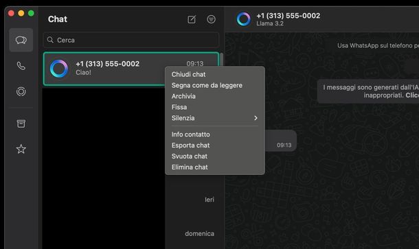 Togliere Meta AI WhatsApp macOS
