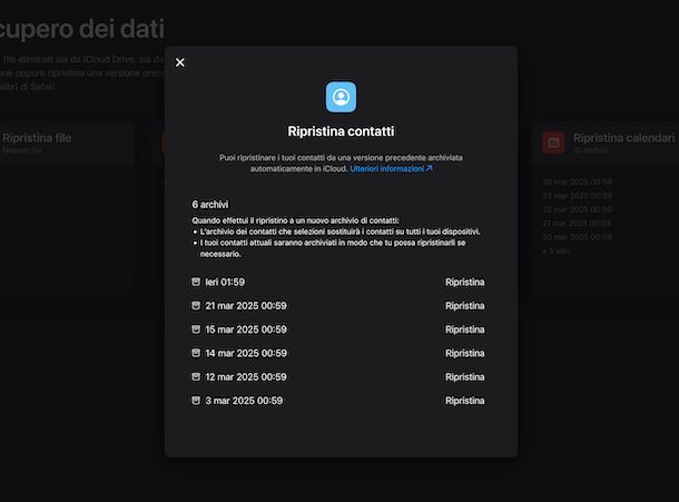 Recuperare numeri WhatsApp cancellati iCloud Web