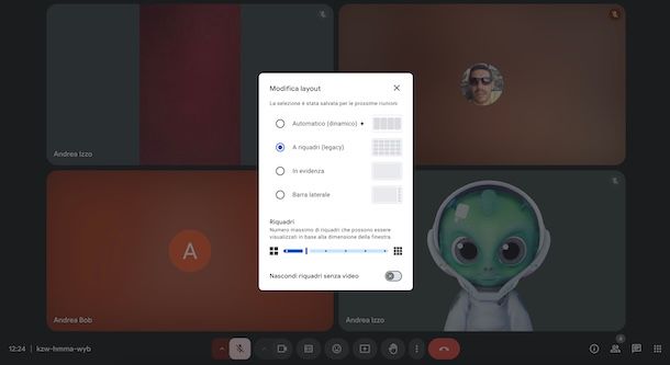 Mettere la griglia su Google Meet