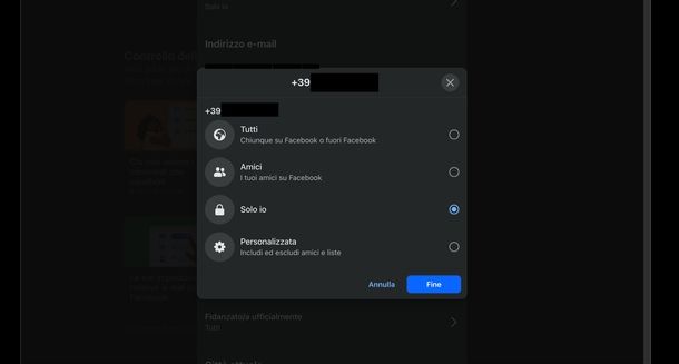 Rendere privato diario Facebook computer