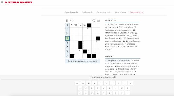 cruciverba online sul sito della Settimana Enigmistica