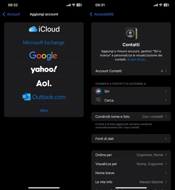 Importare VCF in Gmail iPhone