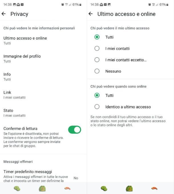 whatsapp ultimo accesso