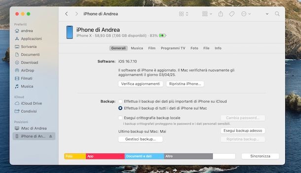 Collegare iPhone a Mac