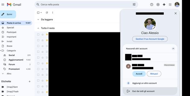 Disconnettersi Gmail Web