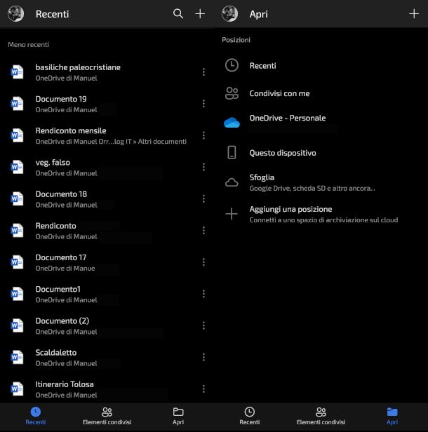 apertura e creazione di un documento app Word