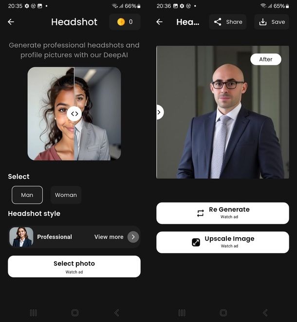 DeepAI app foto professionali AI