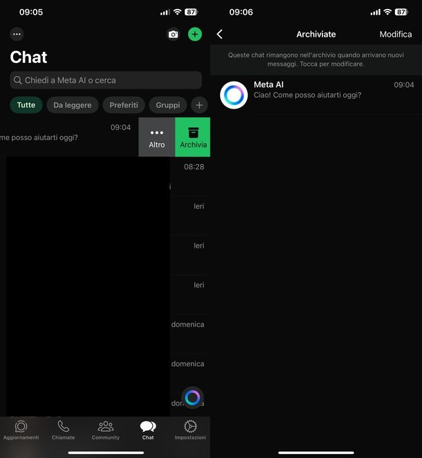 Togliere Meta AI WhatsApp iPhone