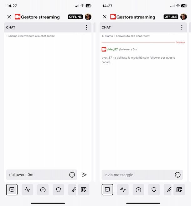 Chat Solo follower su Twitch