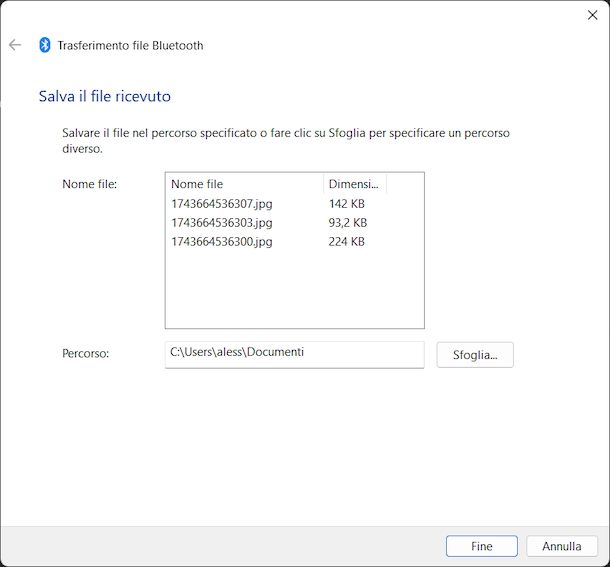 Trasferire foto da Xiaomi a PC Bluetooth