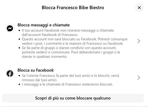 bloccare messaggi messenger pc