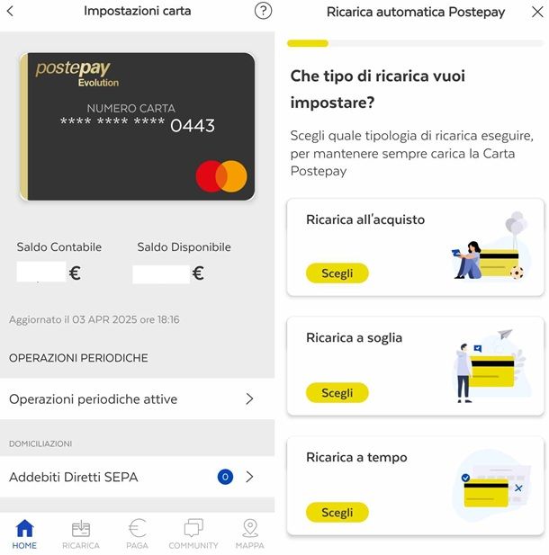 Come fare la ricarica automatica su app Postepay alla Postepay Evolution
