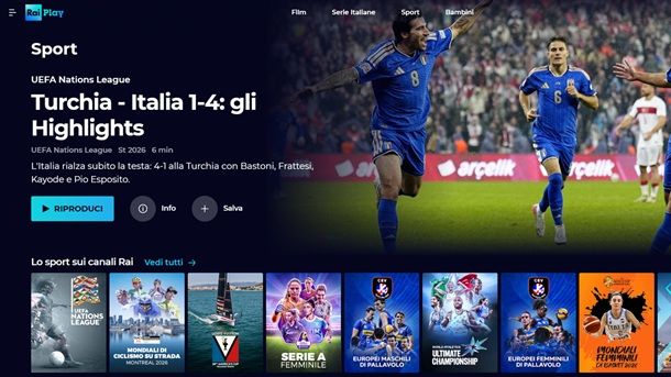 RaiPlay partite diretta