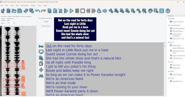 interfaccia AI Karaoke Video Creator