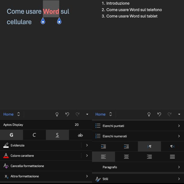 schermate Home app Word