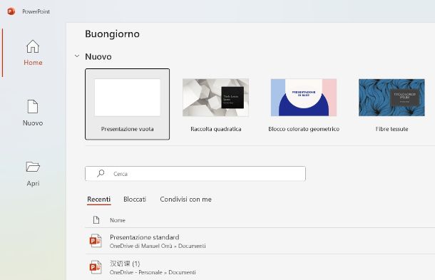 creazione presentazione vuota