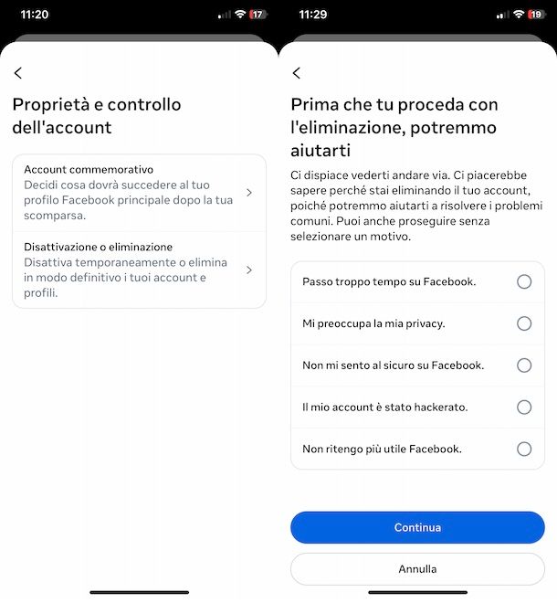 Cancellarsi da Facebook