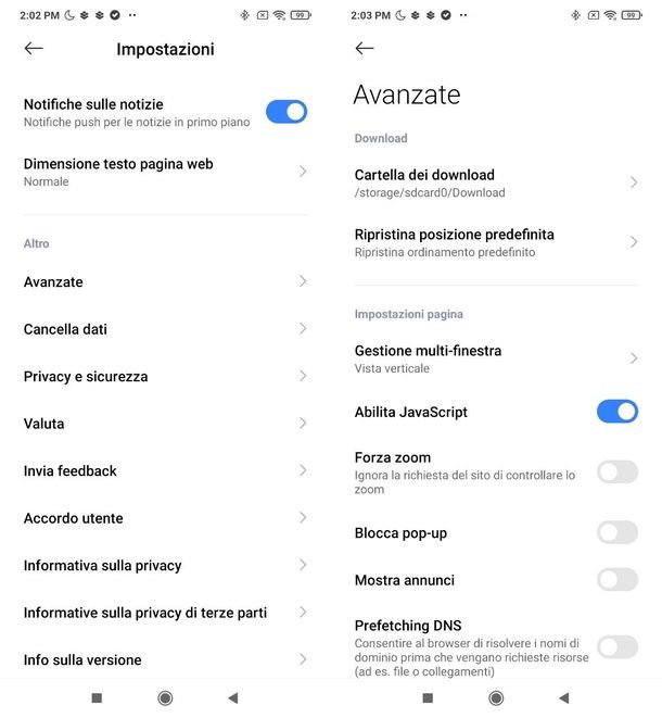 blocco popup Redmi