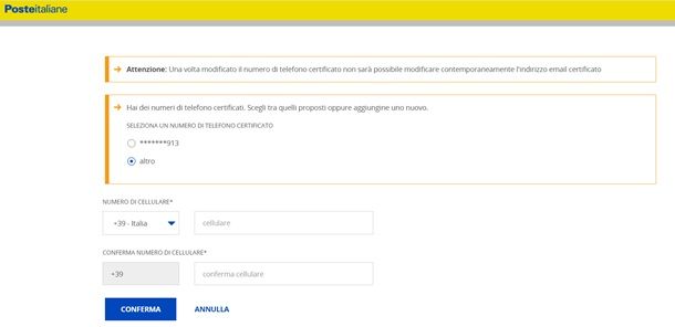 Come modificare il numero certificato di SPID Poste Italiane