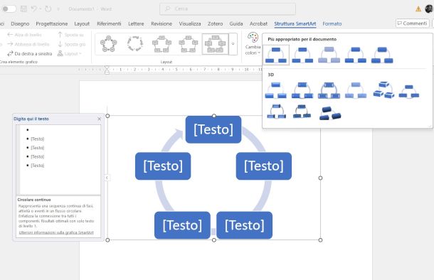 diagrammi con SmartArt su Word