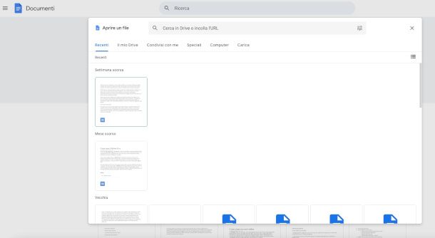 apertura file DOCX con Google Documenti da Web
