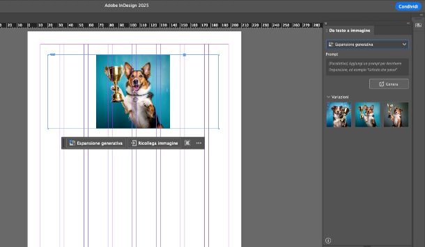 funzione riempimento generativo Adobe InDesign