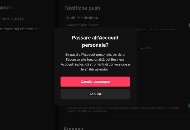 Mettere account privato TikTok Web