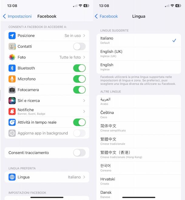 Impostazioni iPhone