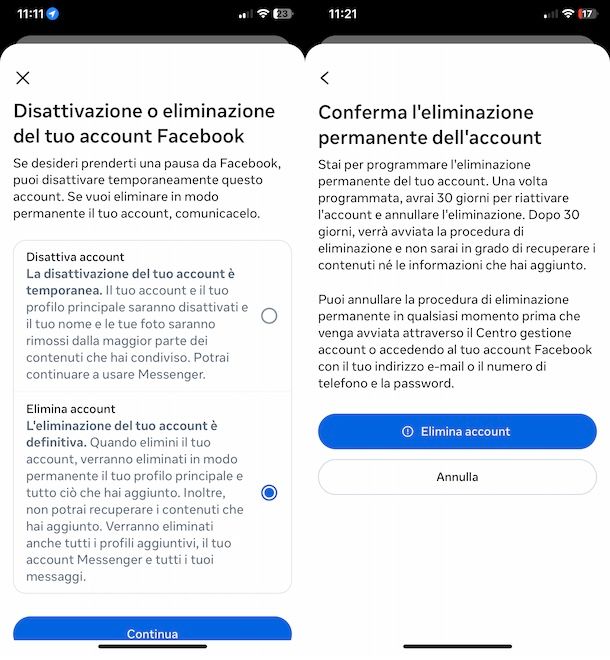 Ccancellarsi da Facebook dal cellulare