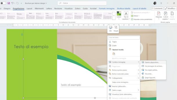sostituzione immagini su modello Word