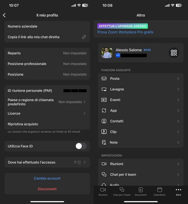 Come impostare password app Zoom iPhone