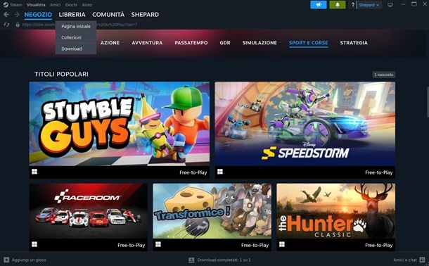 steam sport e corse