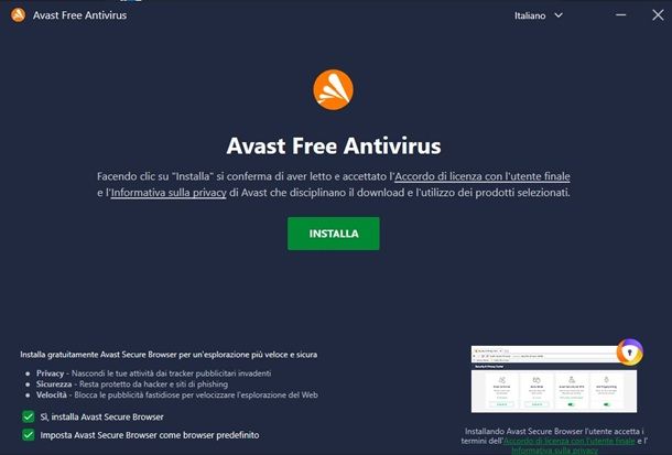 avast installazione