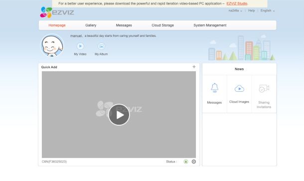 interfaccia Web Ezviz