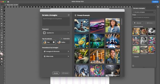 IA generativa su InDesign