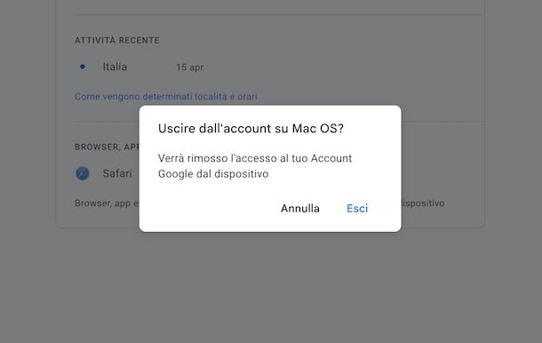 Disconnettersi Gmail tutti i dispositivi