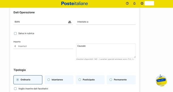 La procedura su come fare il bonifico SEPA di Postepay da computer