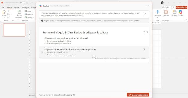 strumento di creazione della brochure con Copilot