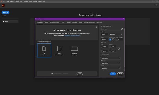 illustrator nuovo file