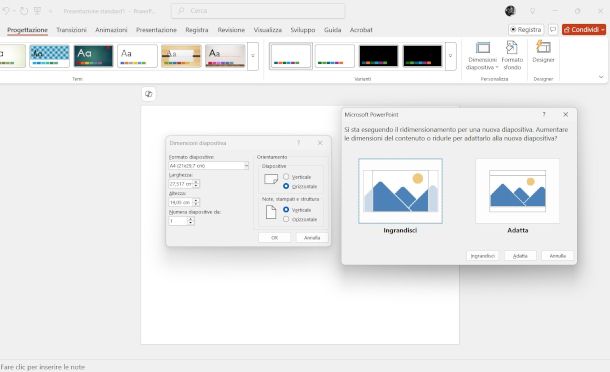 impostazione formato diapositiva su PowerPoint