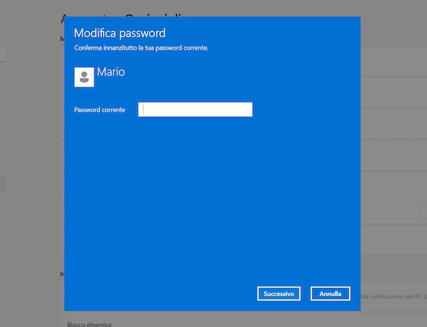 Come impostare password PC Windows