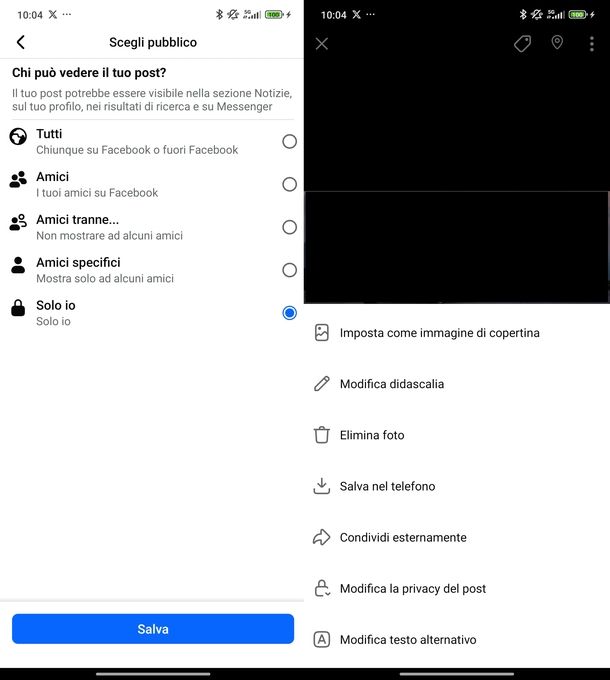 Rendere privato diario Facebook Android