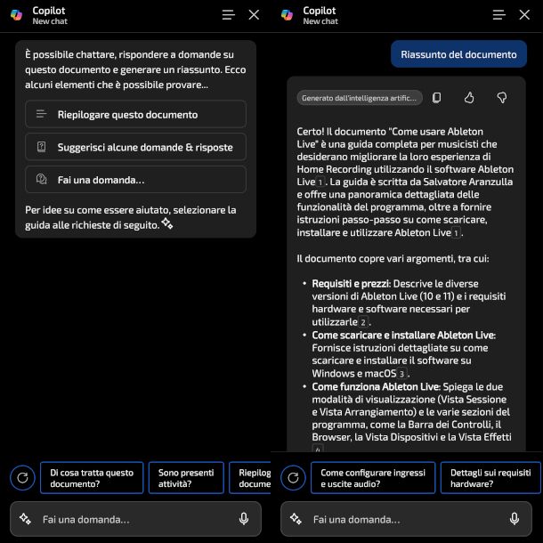 schermate Copilot in app Word