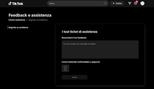 Contattare assistenza clienti TikTok Web