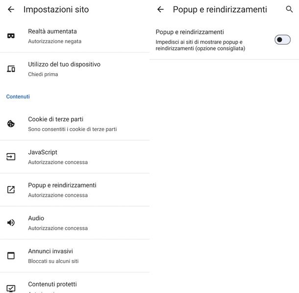 Edge blocco popup