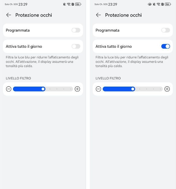 Come attivare la modalità Protezione occhi su Huawei