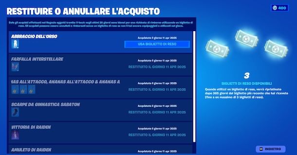 Rimborso su Fortnite