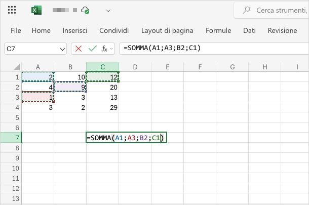 come fare sommatoria Excel Online