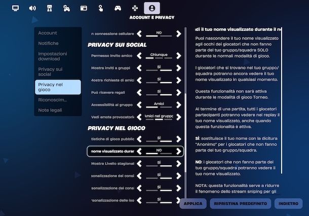 Togliere anonimo su Fortnite