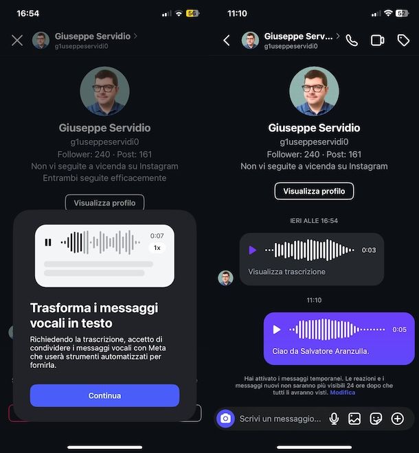Come trascrivere i messaggi vocali di Instagram